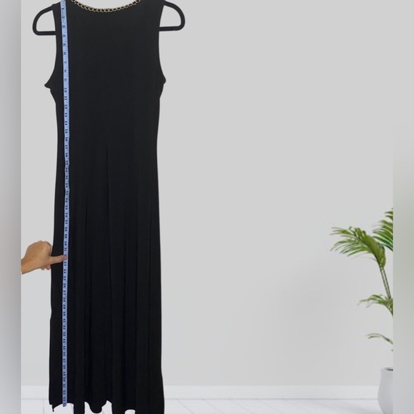 Coco Bianco Black Sleeveless Stretchy Maxi Dress Gold Chain Accent Size Small - Picture 7 of 8